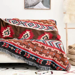 Bohemian Plaid Blanket for Sofa bed Decorative Blanket Outdoor Camping Blanket Boho Sofa cover throw Blanket Picnic With Tassel
