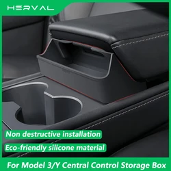 Herval For Tesla Model 3 Model Y Armrest Hidden Glasses Storage Box Center Console Storage Organizer Interior Accessories