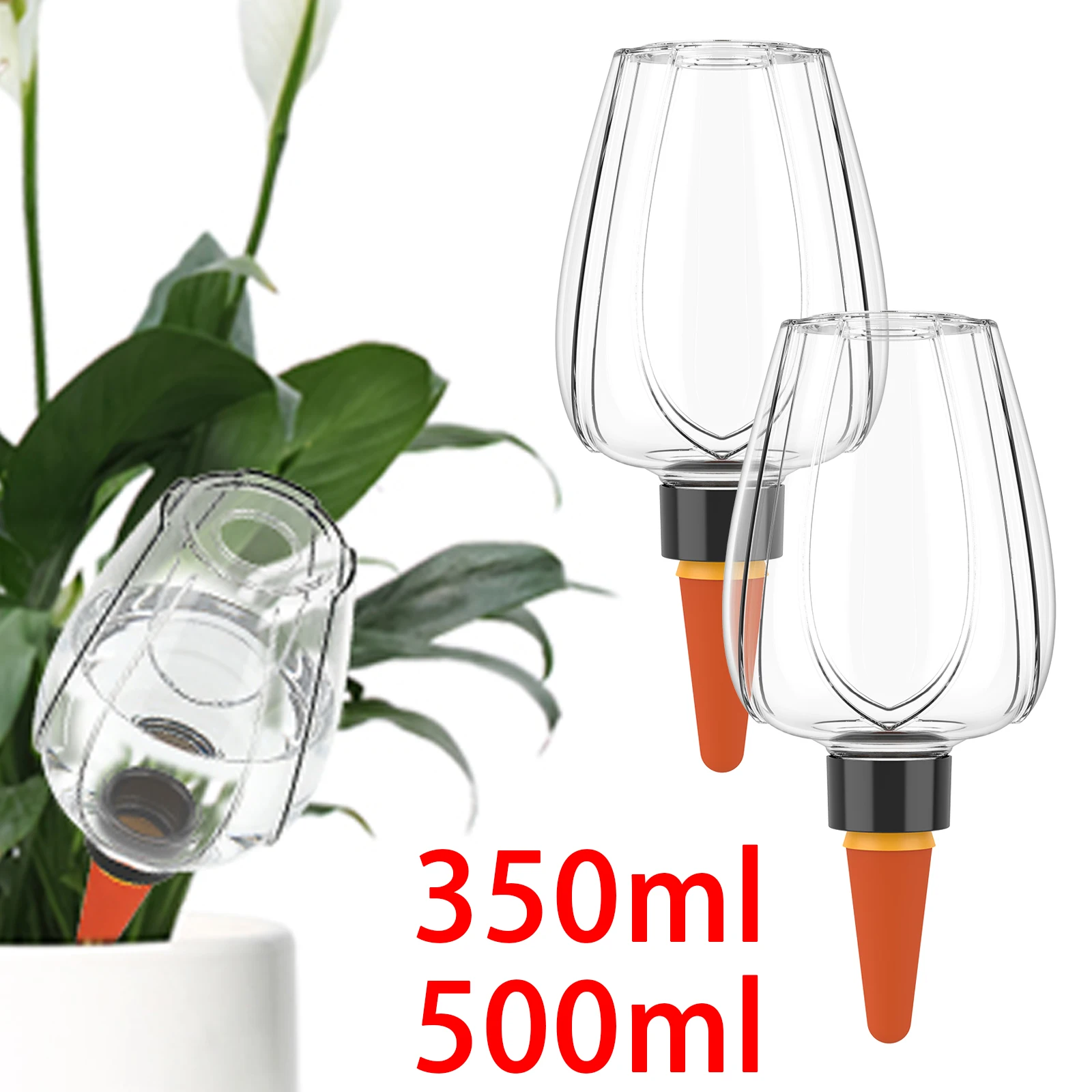 4Pcs Plant Watering Globe Clear Self Watering Planter Insert Slow Release Control Water Dripper for Garden Indoor Flower Pot