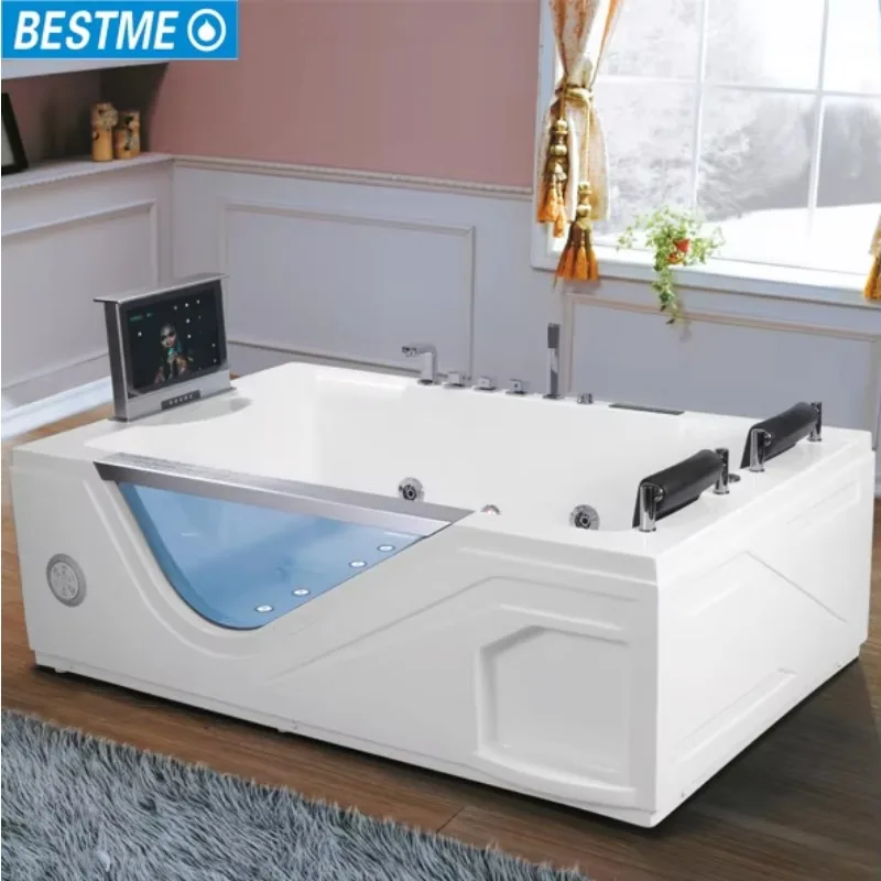 Acrylic Durable Functional 2 Person Indoor Spa Bathtub Large Size Massage Pillow Bathtub Surfing Bubble Bath Whirlpool Bathtub