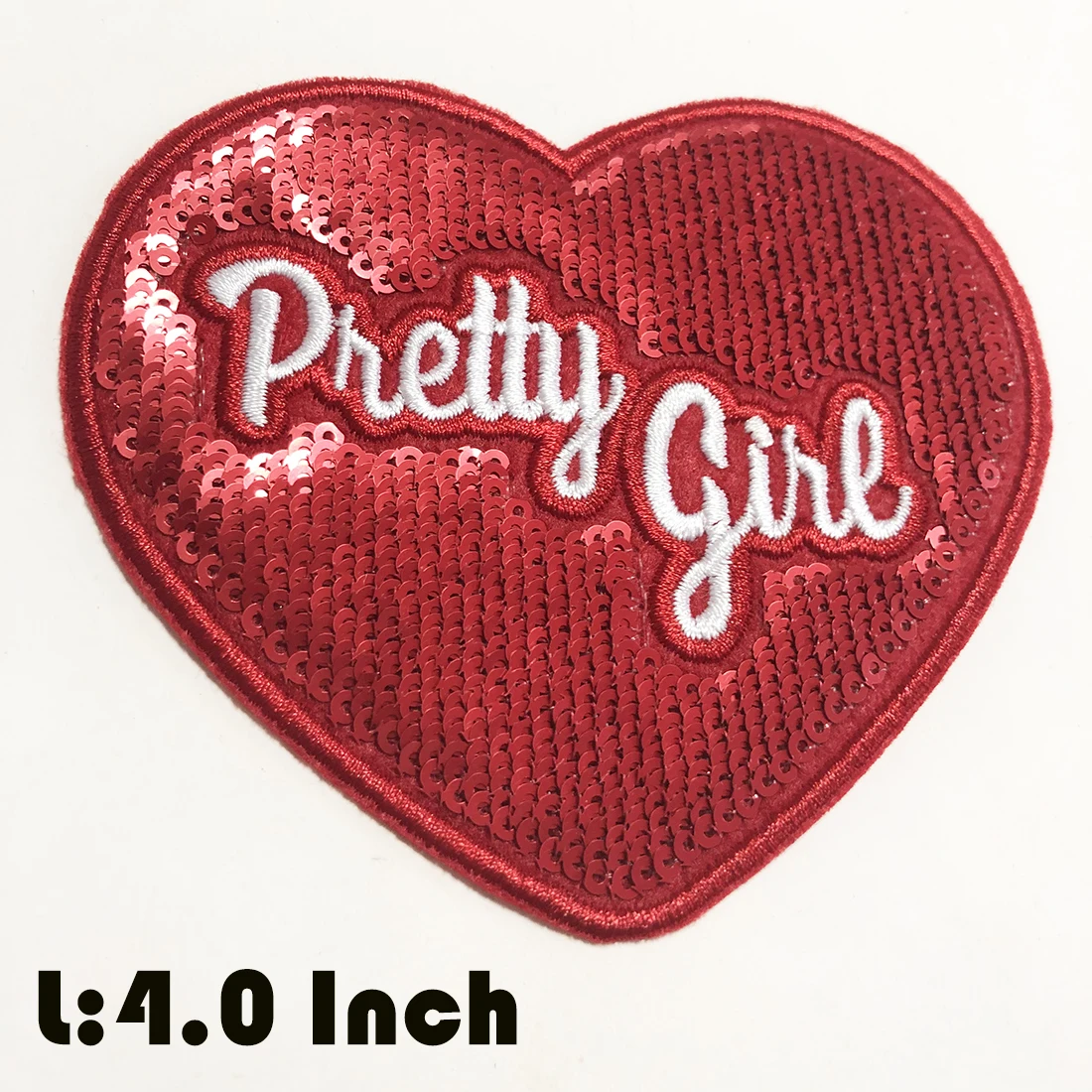 Sequin Heart Embroidered Patches “Pretty Girl