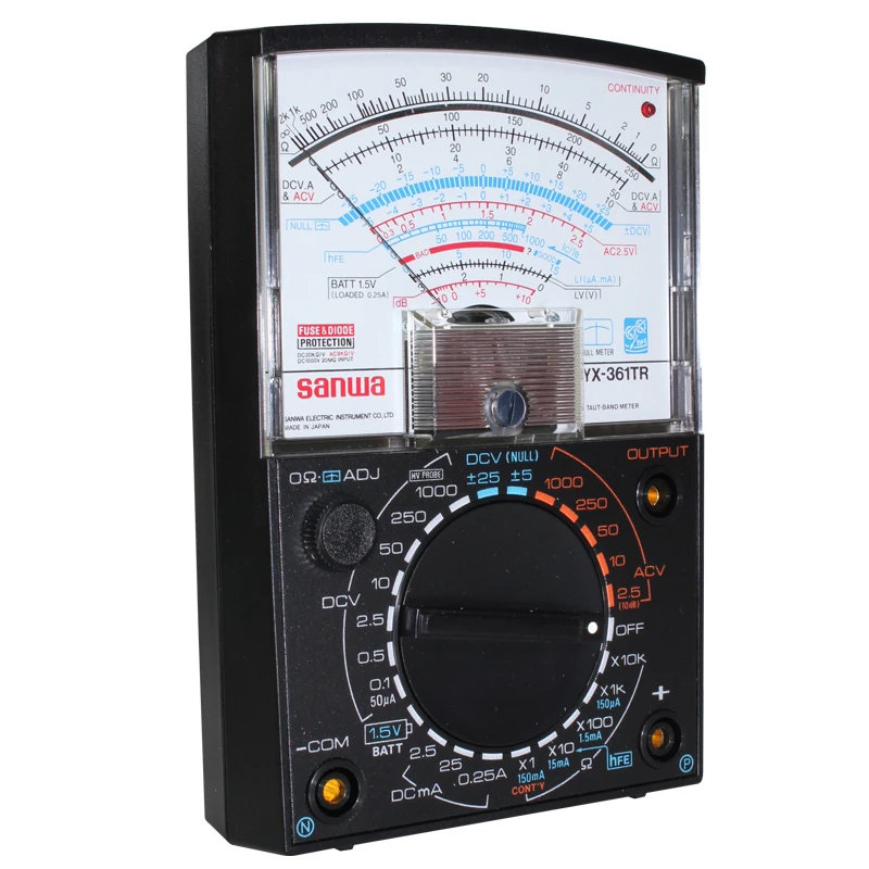 Japan sanwa YX-361TR Analog Multitesters;Variety of measurement functions by using 24-contact switch/Zero Center Instrumentation