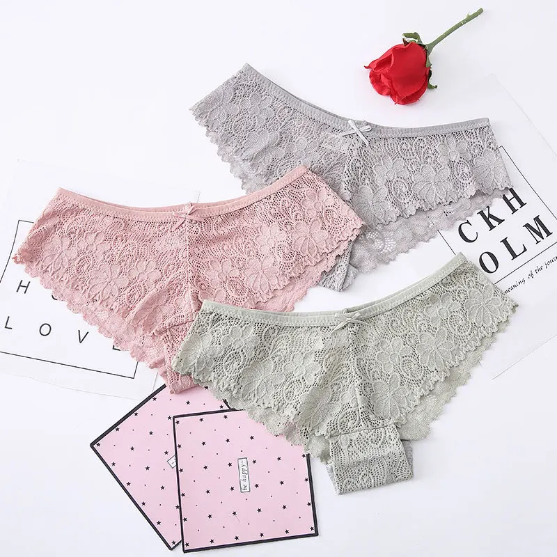 1PCS Luxury Floral Embroidery Lace Panties Women Briefs Sexy Hollow Lingerie Female Underwear Ladies Breathable Underpants