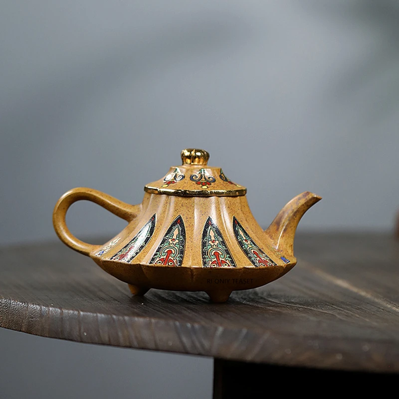 190ml Chinese Yixing Purple Clay Teapots Creative Enamel Color Handmade Tea Pot Beauty Tea Infuser Kettle Raw Ore Zisha Tea Set view 2