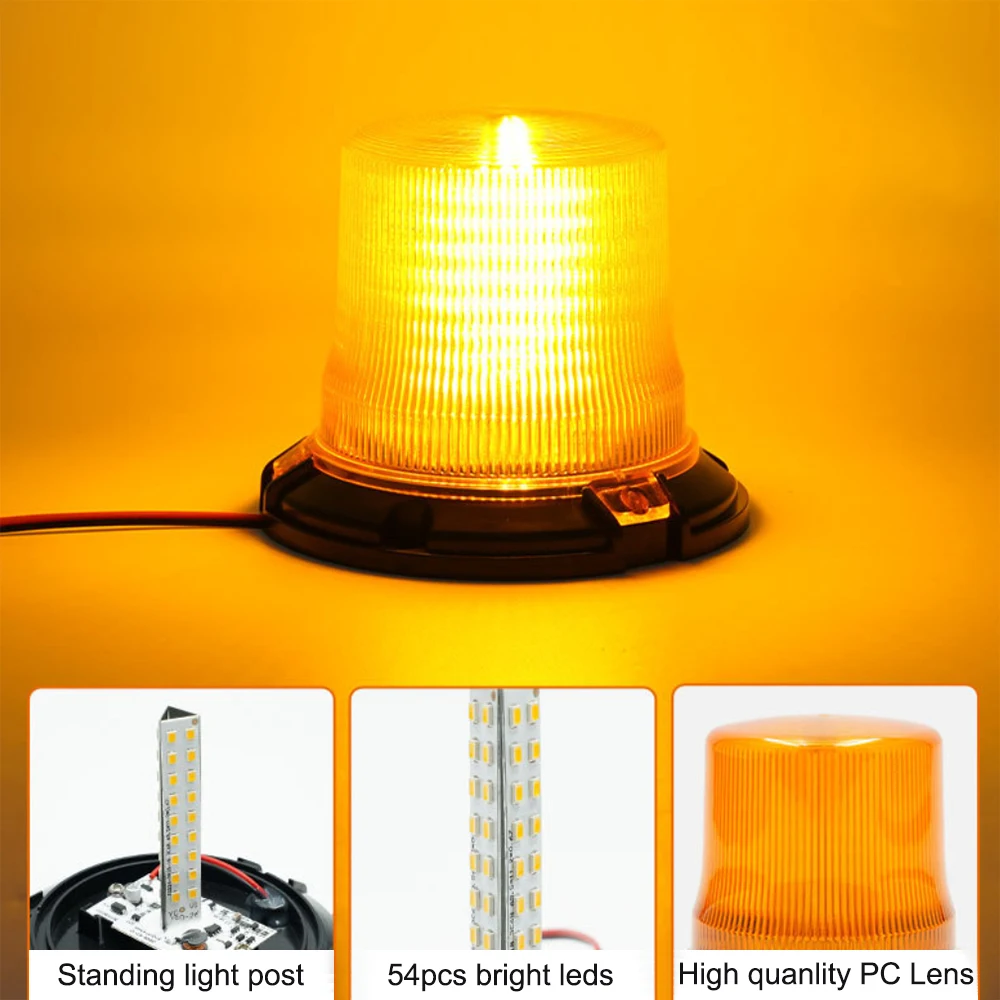 54 LED Car Emergency Traffic Strobe Lights Vehicles Rooftop Flashing Warning Beacon Light Safety Signal Lamp 12V-24V