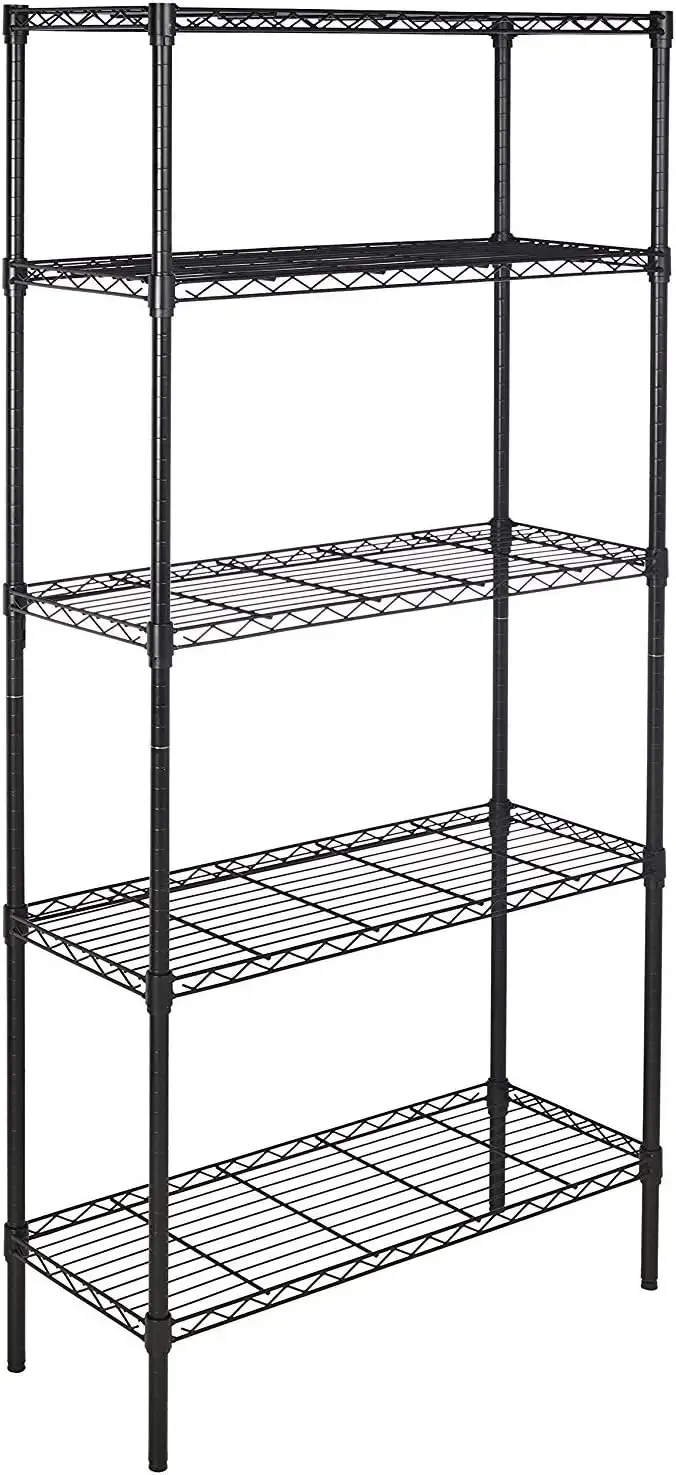 5-Shelf Adjustable, Heavy Duty Wide Storage Shelving Unit (350 lbs loading capacity per shelf), Steel Organizer Wire Rack