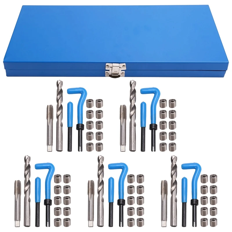 Набор для ремонта резьбы SAE 131 шт., стандартный набор для сверления HSS, 1/4 дюйма, 5/16 дюймов, 3/8 дюймов, 7/16 дюймов, 1/2 дюйма