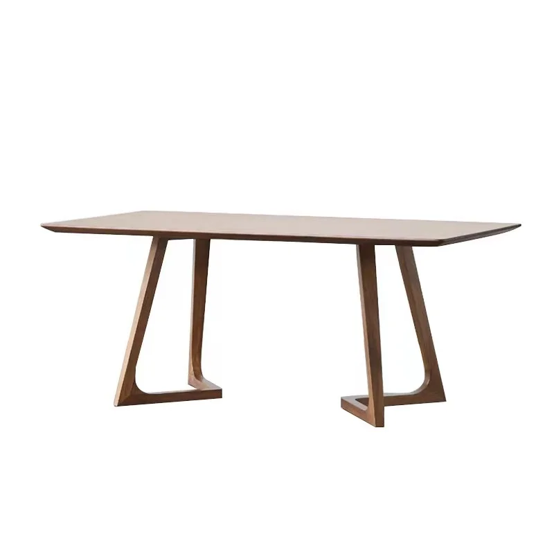 black walnut dining table Nordic solid wood dining table Modern simple rectangular mortise and tenon log table