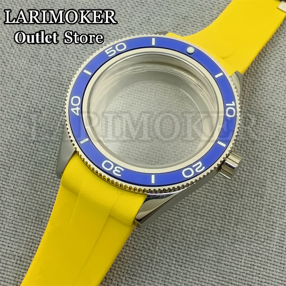 LARIMOKER 41.5mm Dome sapphire glass watch case  Rubber watch band fit NH35 NH36 NH34 NH37 ETA2824  PT5000 Miyota 9015 movement