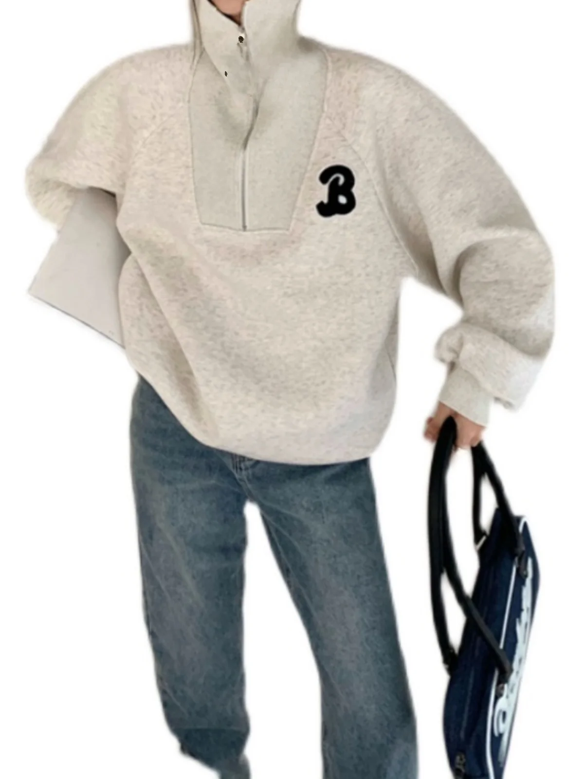 เสื้อสเวตเตอร์ทรงหลวมสไตล์เรโทรสำหรับผู้หญิง ปกเปิด แต่งลายปักตัวอักษร ป้องกันริ้วรอย ใช้งานได้หลากหลาย ทันสมัย