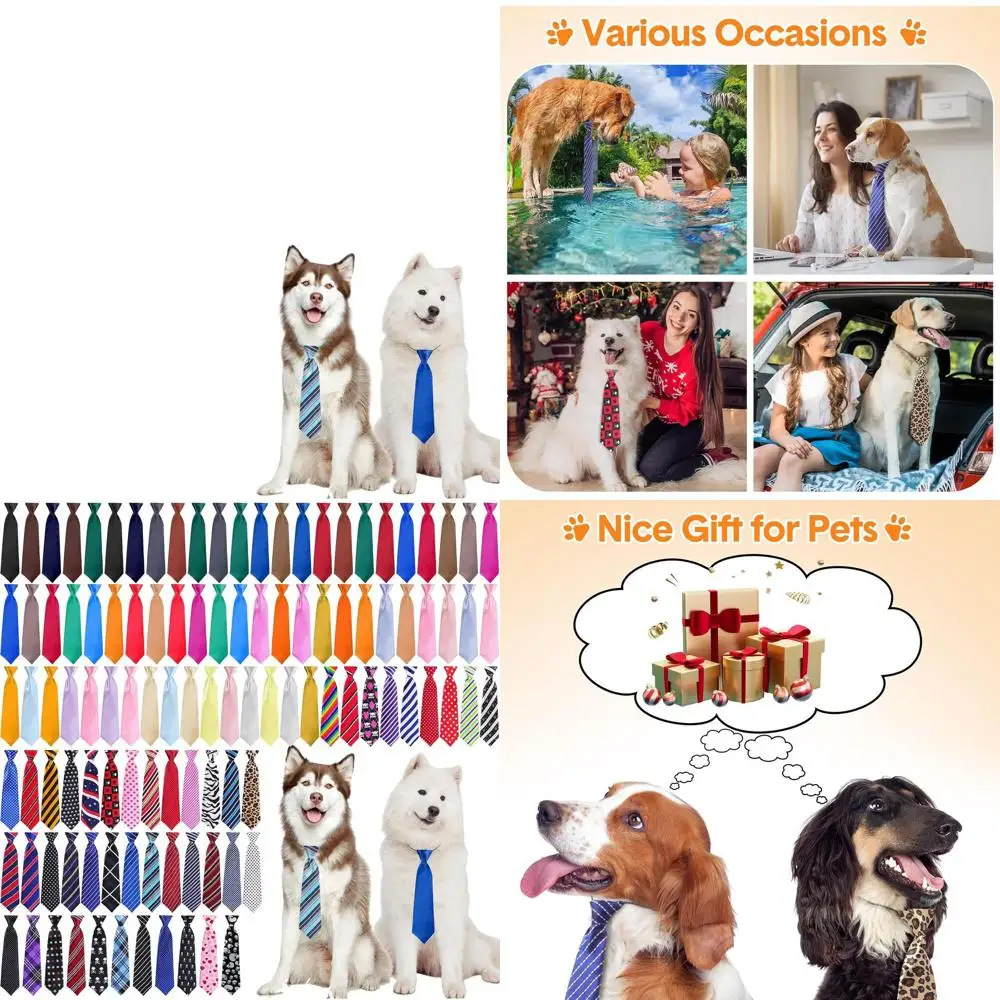 

110-Piece Large Adjustable Dog Neckties for Grooming & Winter, Unisex, Ideal Gift for Pet Lovers