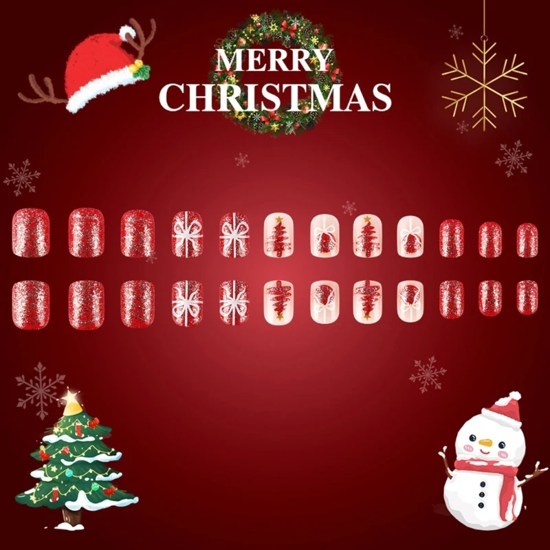 Französische Schneeflocken-Nagelpresse mit Weihnachtsmotiv, zum Aufkleben auf den Nägeln für Frauen, Drop Shipping