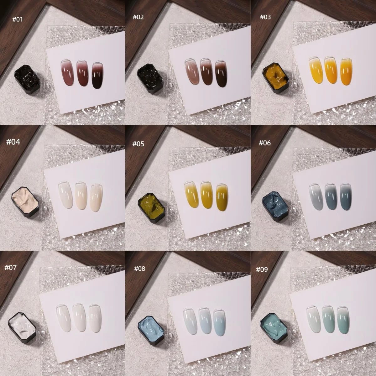 1pc solid  9-grid color painting gel high saturation thick gradient patting gel nail art，summer popular creation 3D DIY