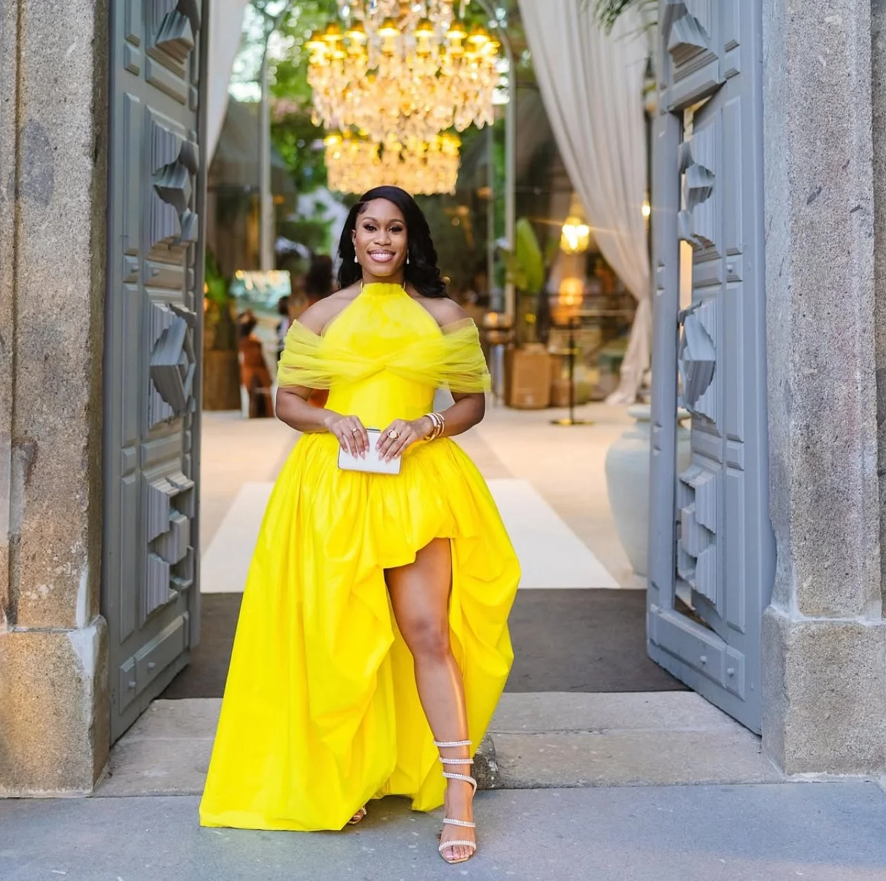 Sweety moda vestido de festa aso elegante amarelo assimétrico longo vestidos formais com mangas curtas vestido feminino