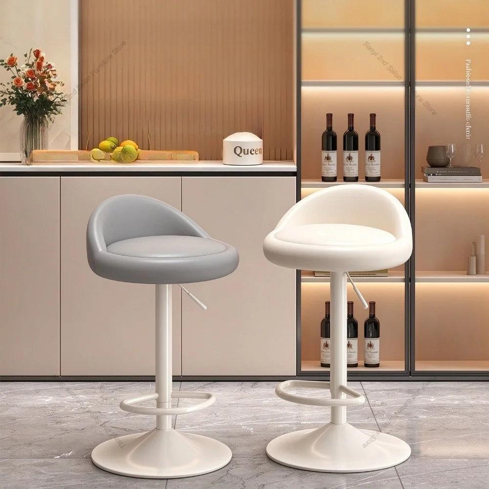 Nordic Simple Bar Stool Modern Design Height Adjustable High Stool with Small Backrest for Coffee Counter Home Furniture FYBC