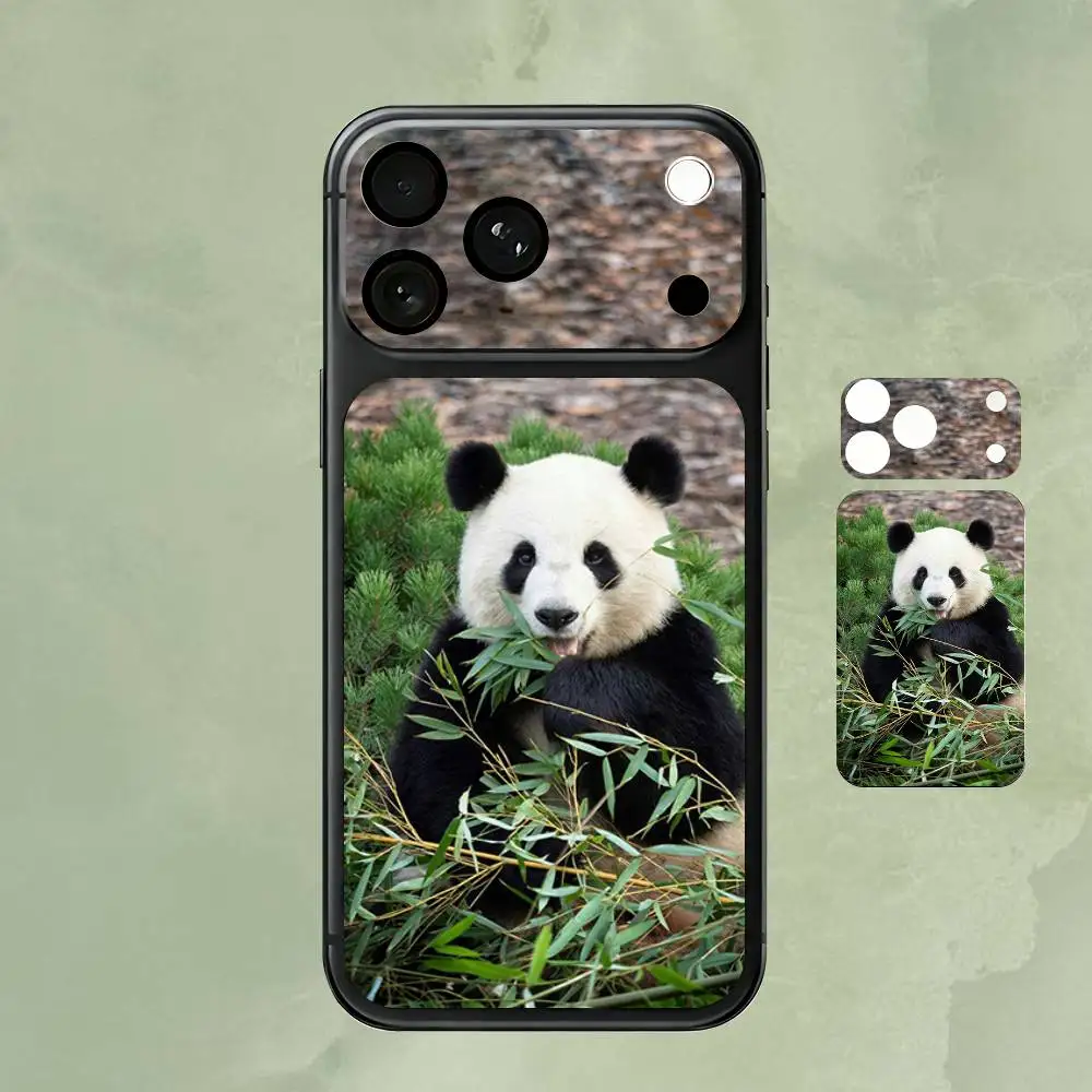 

Cute Panda Plain Decal Skin for iPhone17 Pro Max Mini Back Film Cover Wrap Screen Protector Anti-scratch Durable Sticker