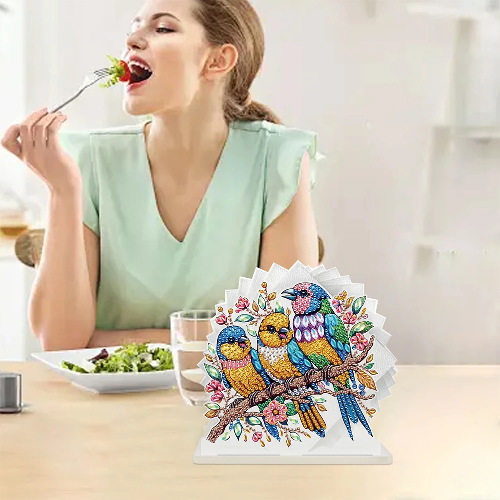 

Acrylic Candle Diamond Painting Napkin Rack Decor Diamond Art Storage Rack Diamond Painting Napkin Holder Ornament for Beginners