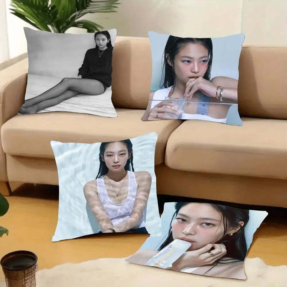 1PC Korean Idol K-pop K-Kim Jennie Pillow Case Square  Bedroom Sofa Leisure Comfort Cushion Car Home Decoration Pillowcase 40x40