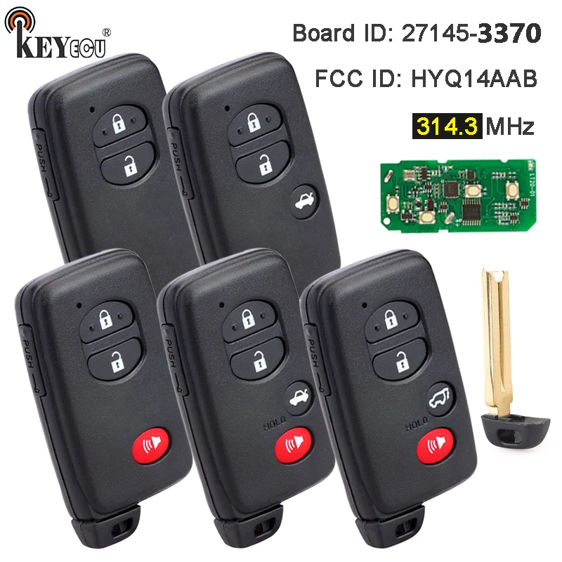 

KEYECU 314.3MHz FCC ID: HYQ14AAB Board ID: 271451-3370 Smart Card Remote Key Fob for Toyota Camry Corolla Avalon 2007-2013