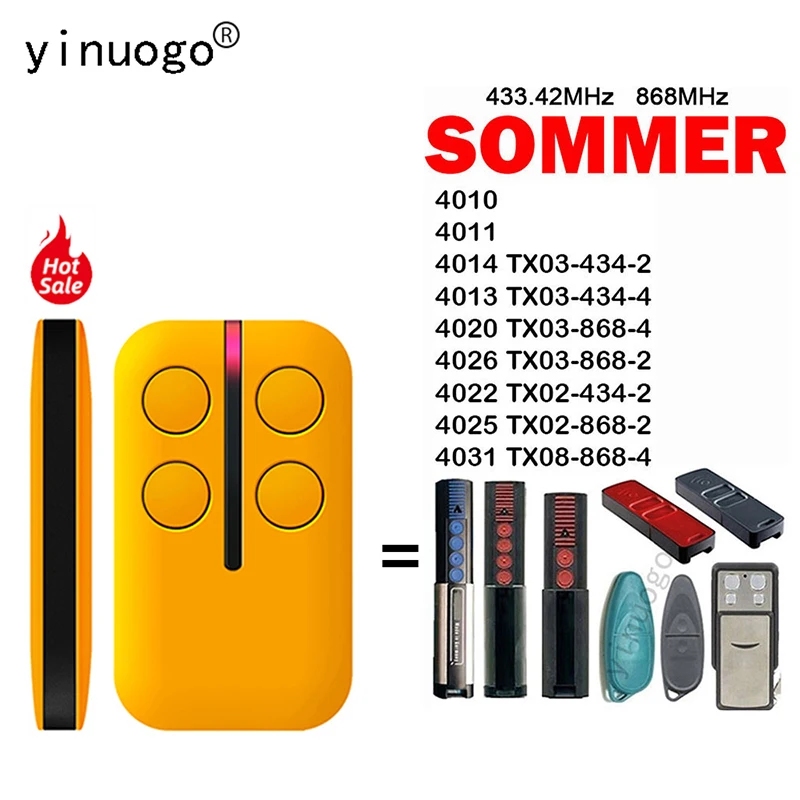 

For SOMMER TX03 TX02 434-2 434-4 868-4 868-2 4025 4020 4026 4022 4031 4013 4014 4011 4010 Remote Control Garage Door 433.92MHz