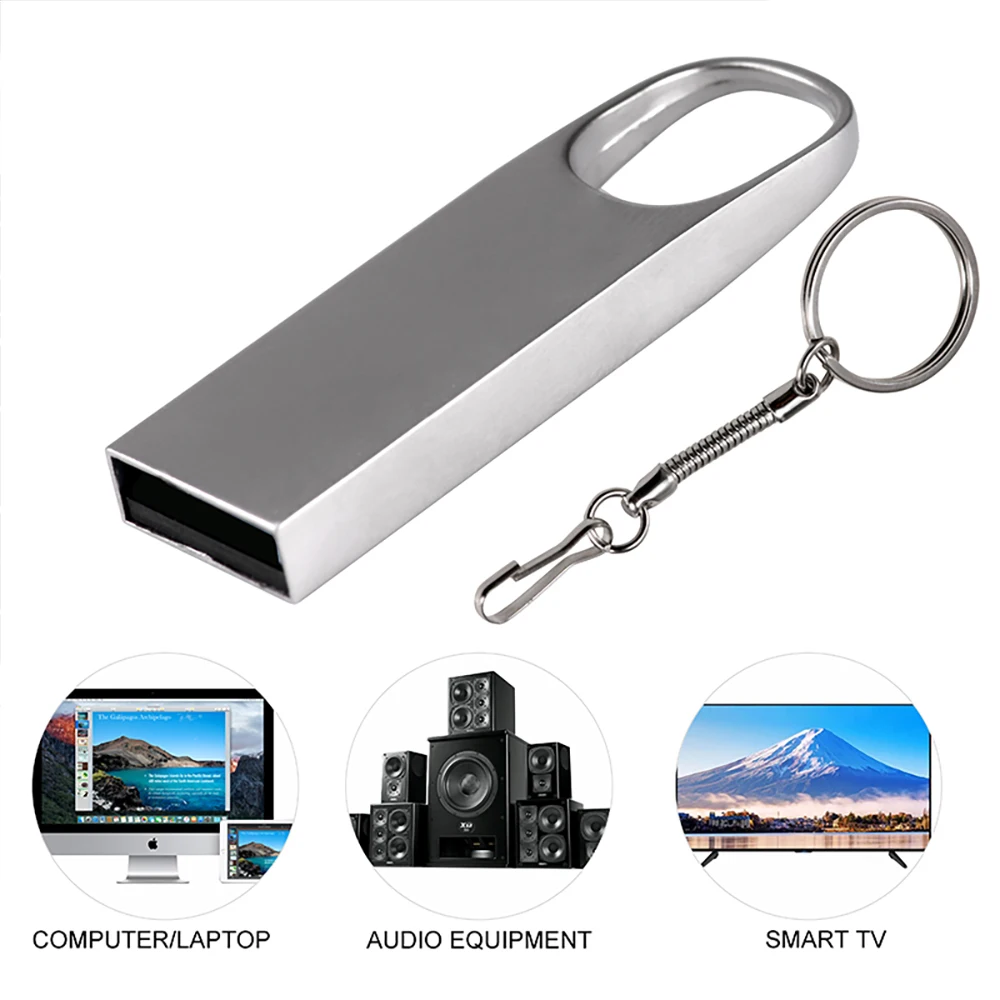 JASTER Metal USB Flash Drive 128GB Free Key Ring Chain Memory Stick 64GB Business Gift Pen Drive 32GB Portable Pendrive 16GB