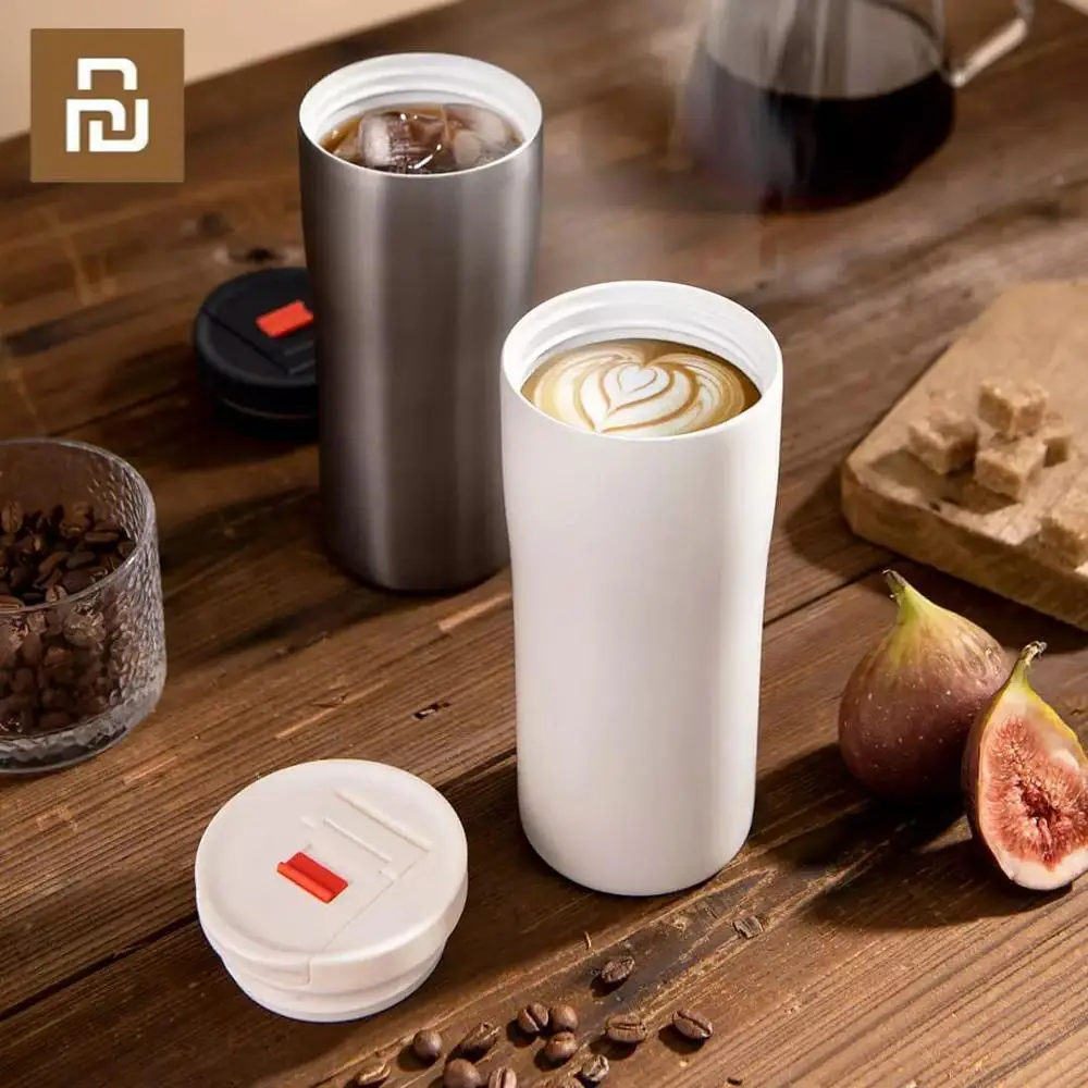 Xiaomi qujia xícara de café 480ml garrafa térmica à prova de vazamento portátil manter quente/fria caneca de café com design de bloqueio de segurança para o trabalho de viagem de carro