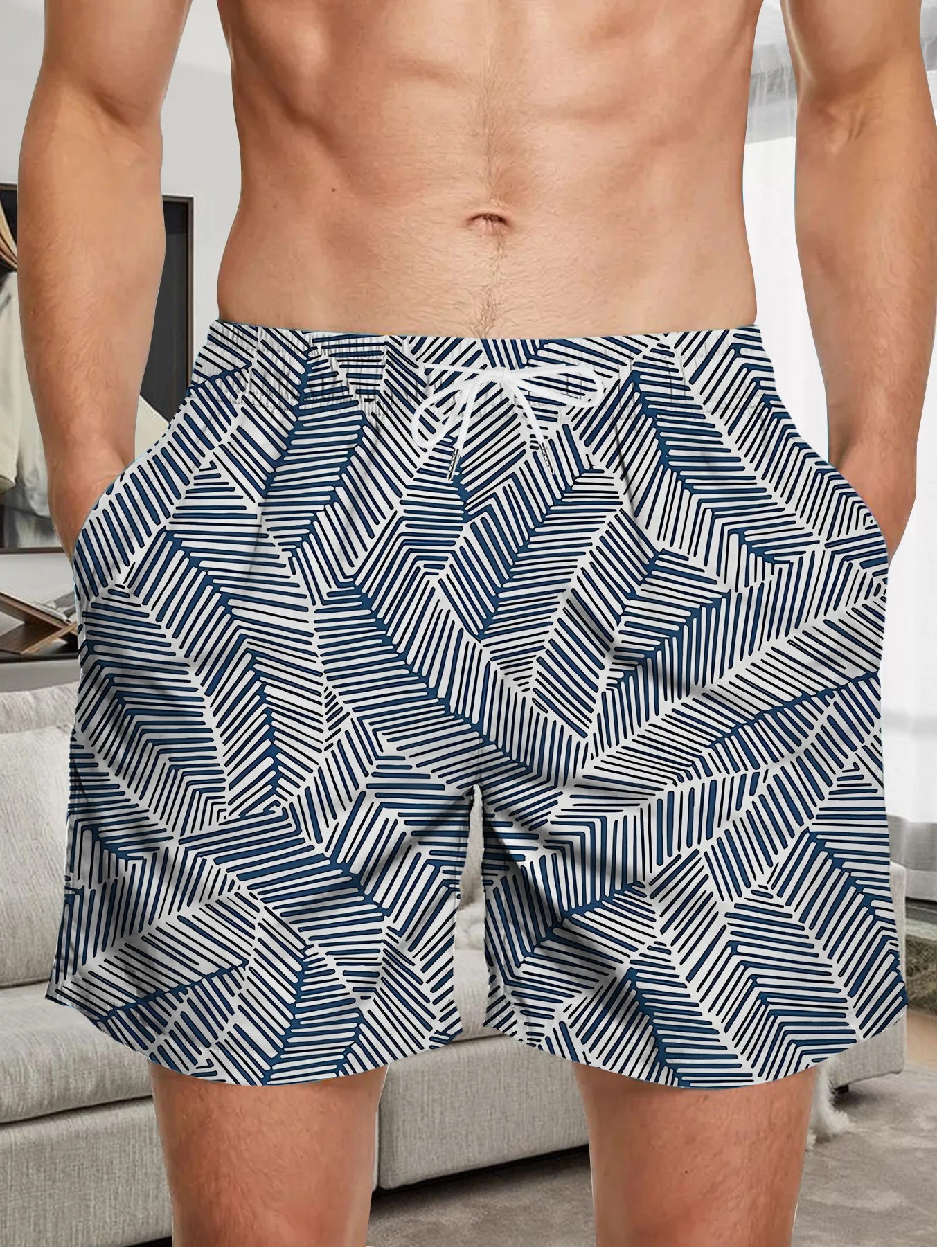 

Casual Lounge Beach Shorts Men Full Digital Print Skin-friendly Polyester Trunks