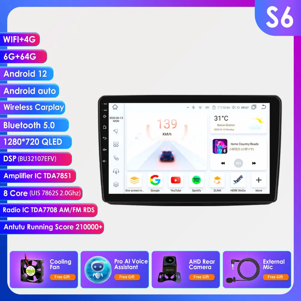 Draadloze Carplay Android13 Autoradio Voor Fiat Panda 2003-2012 Auto Multimedia GPS Speler 4G-LET 2din autoradio 7862 360 Camera