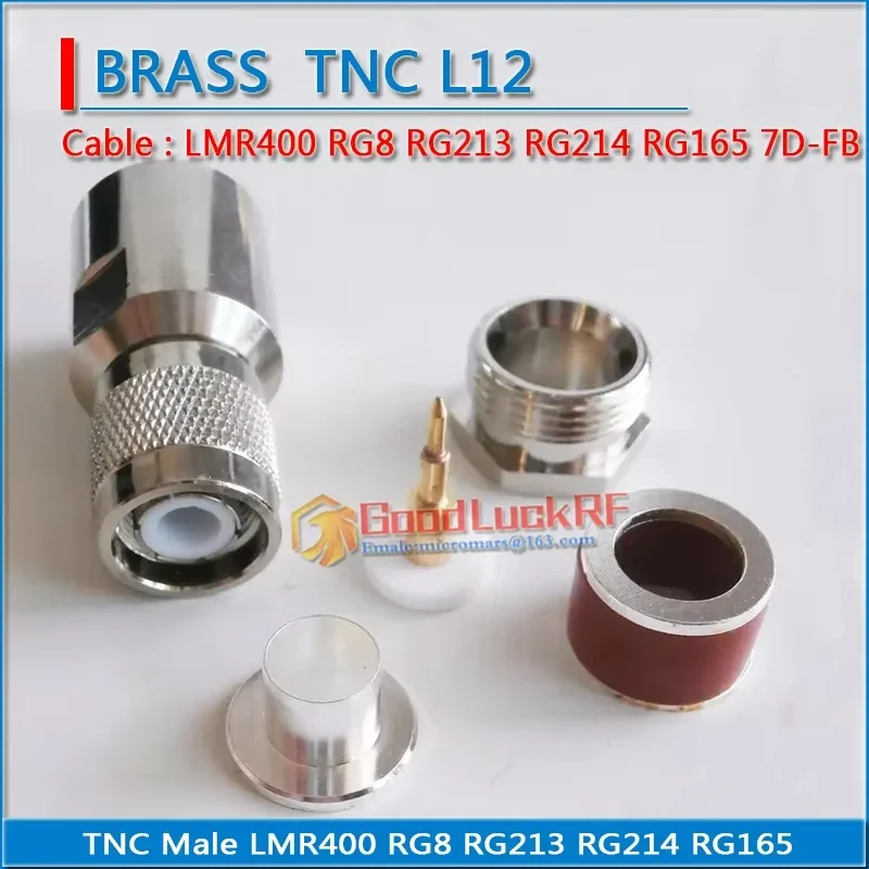 L12 TNC ذكر تجعيد ل LMR400 RG8 RG213 RG214 RG165 7D-FB كابل مستقيم التوصيل 50ohm النحاس النحاس محول محوري #4
