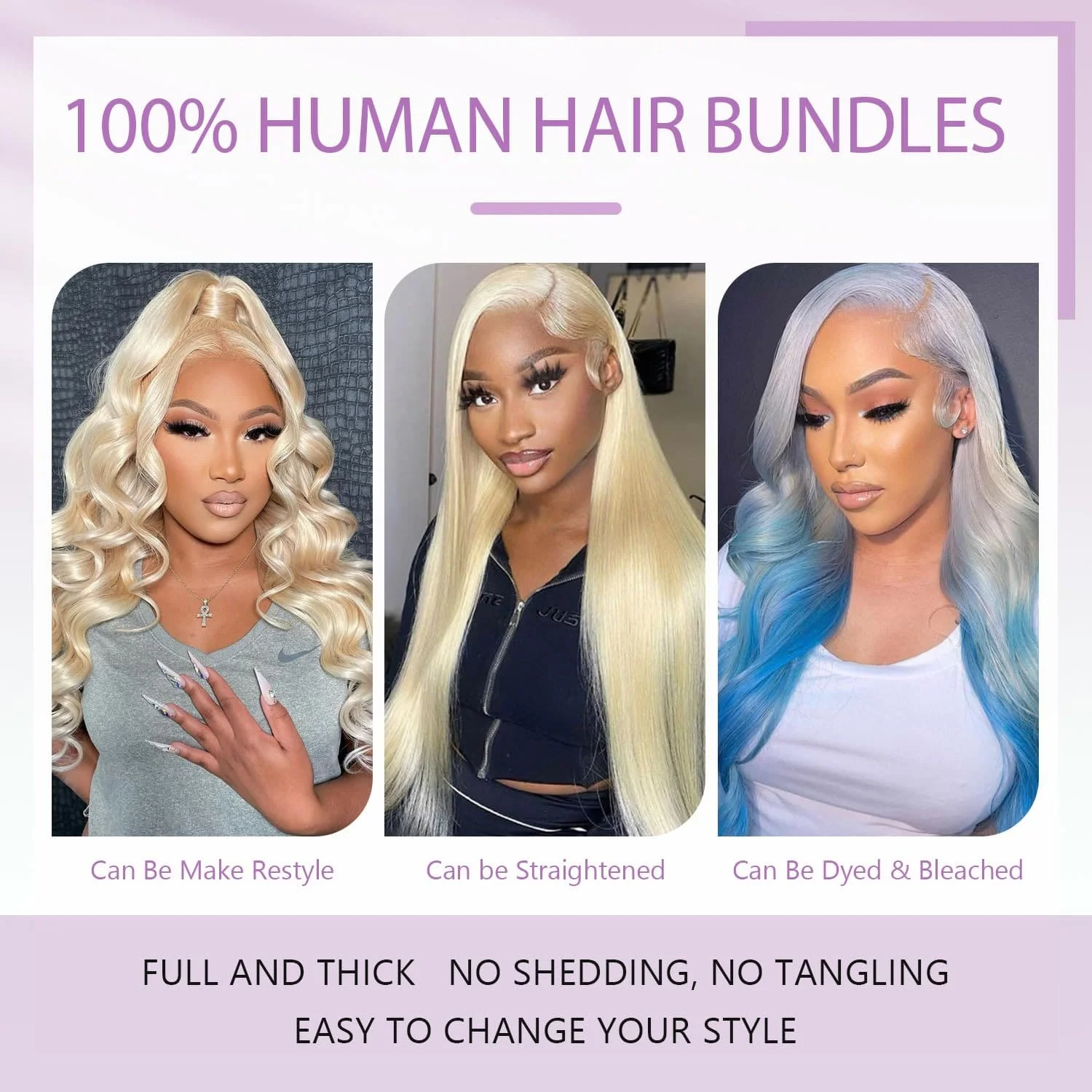613 Blonde Bundles Body Wave Human Hair 22" 24" 26" 12A Grade 613 Blonde Body Wave Human Hair 3/4 Bundles Unprocessed Virgin Vietnamese Human Hair Bundles image 8