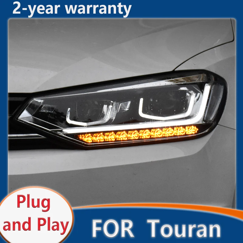 For VW Touran headlights 2016 -2019headlight led DRL front Bi-Xenon Lens Double Beam HID KIT Head lamp