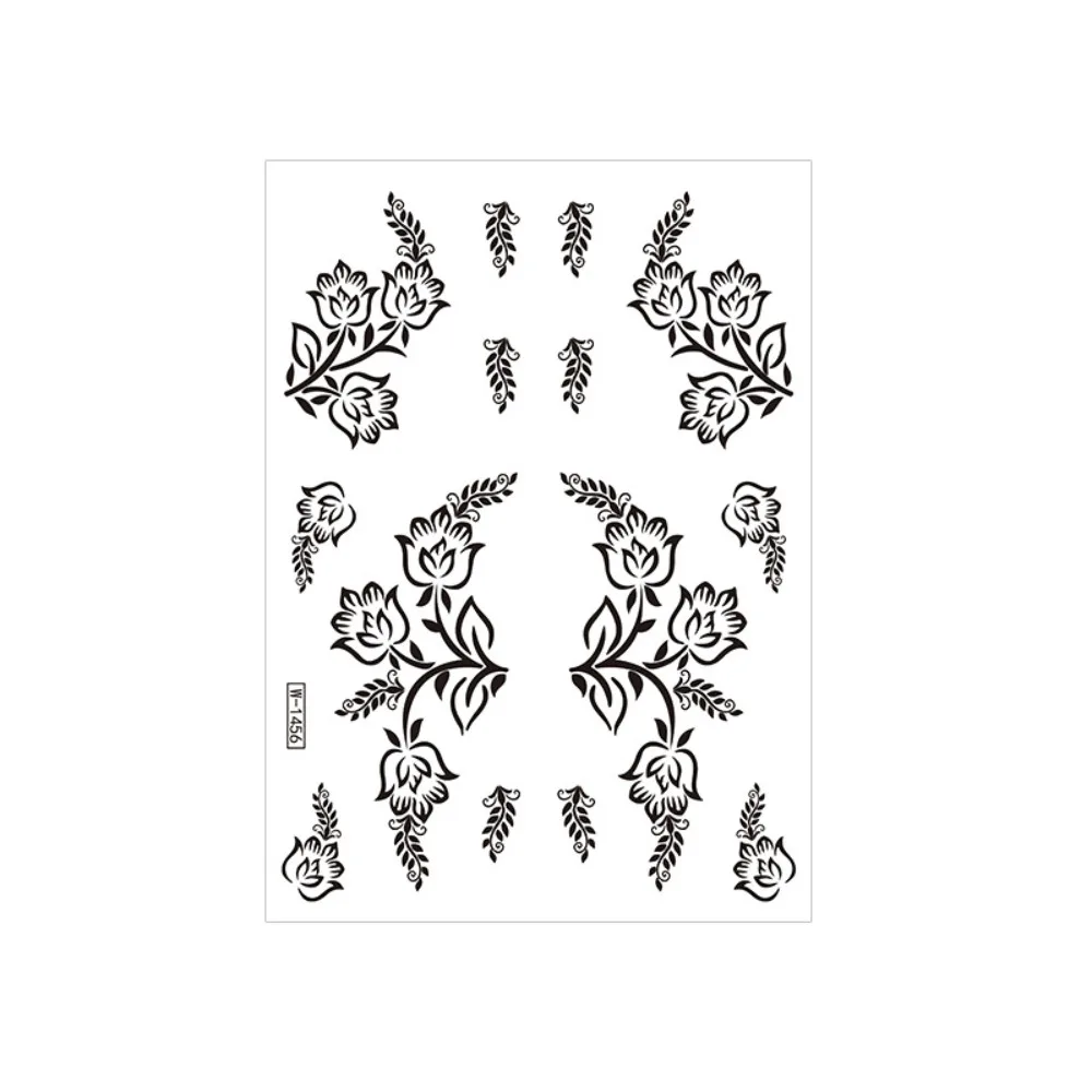 Water Transfer Decals Henna Tattoo Stickers India Mehndi Flower Fake Henna Temporary Tattoo Instant Waterproof Body Art Sticker