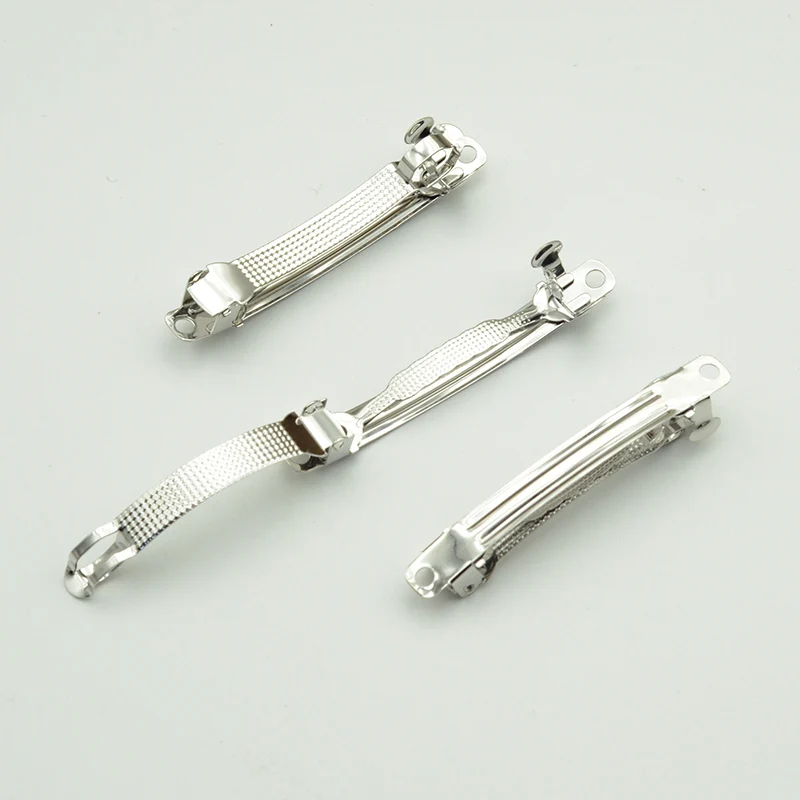 20PCS 6cm 8cm 10cm Double Locked Slim Checked Metal French Barrette Silver Steel Hair Clips for DIY Hairbows Hair Accessories