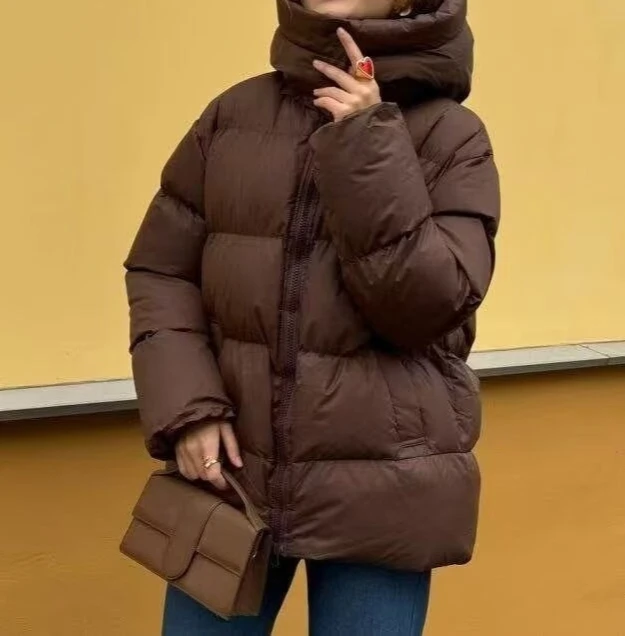 Fashion Hooded Stand Up Collar Bread Cotton Jacket 2025 Casual New Product Autumn and Winter Loose Cotton Jacket Jacket