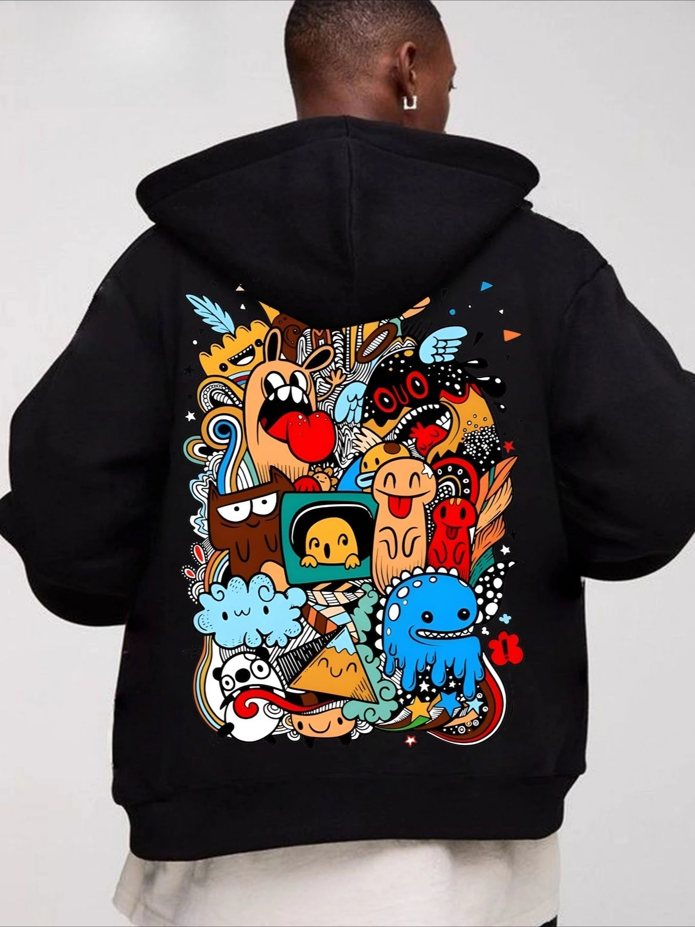 

Модная американская уличная брендовая толстовка с мультяшным принтом монстров - уличная одежда свободного кроя в стиле ретро, верхняя одежда унисекс для пар