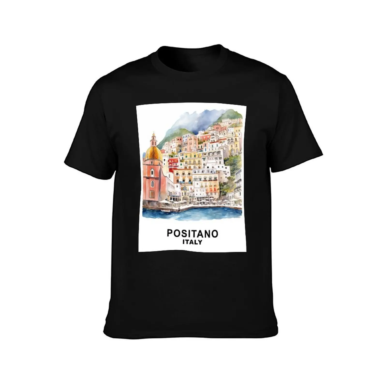 Positano Italy T-Shirt, Summer Casual Cotton Tee, Oversized Streetwear Tops, Vintage Graphic Print, Loose Fit Short Sleeve