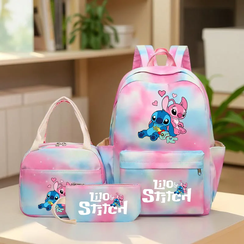 3個セット ステッチ 大容量 リュックサックセット 軽量 ジッパー開閉 コンパートメント ハンドバッグとペンケース付き 日常用