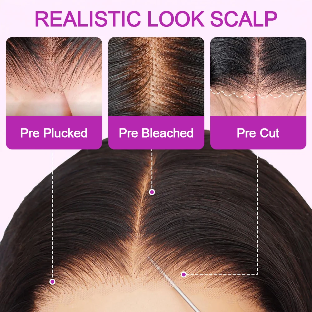 Bob Glueless Perücke Body Wave Kurz 13x4 HD Lace Frontal 100% Echthaar Brasilianisch Lockig Pre-plucked Wear and Go für Schwarze Frauen Versand aus FR Lager – Detail 4