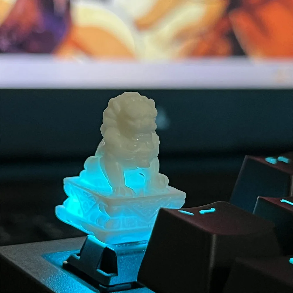 Handmade 3D Lion Resin Keycaps Cherry MX Cross Switch Mechancial Keyboard Backlit F Zone ESC Keycap Chinese Traditional Caps