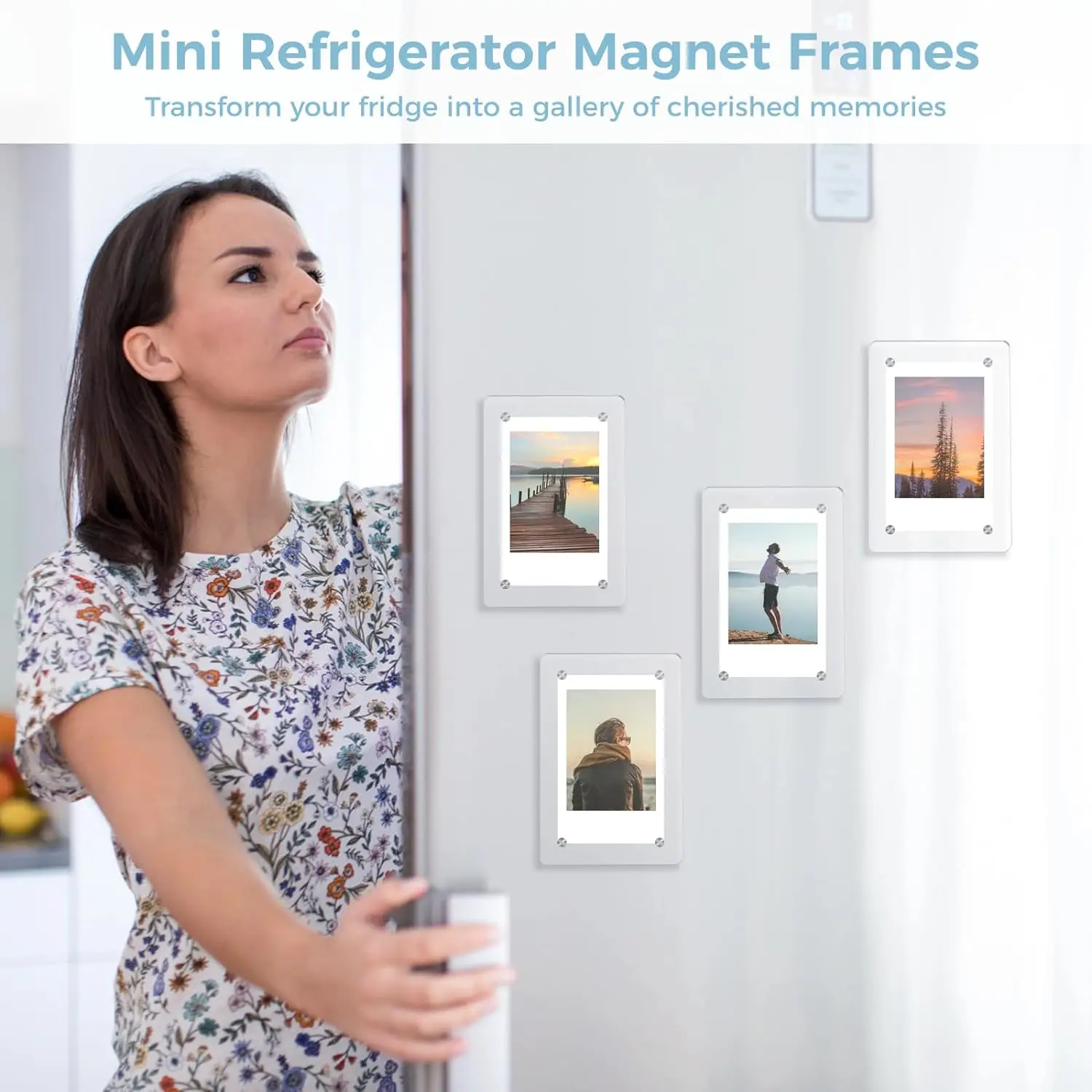 6 Packs Acrylic Fridge Magnetic Picture Frame Magnetic Polaroid Frames for Photos Instax Mini Frame Clear 2.36 x 3.54 Inch