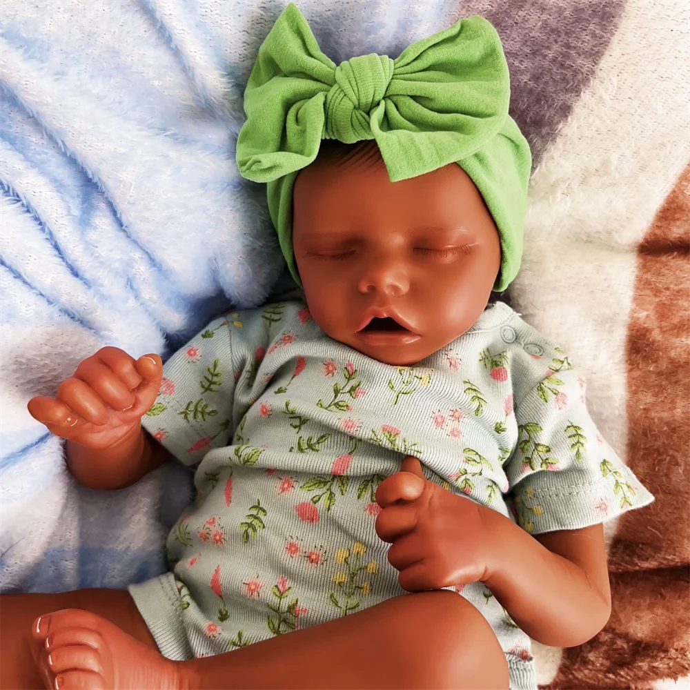 Bambola neonata realistica da 17 pollici, bambola rinata afroamericana realistica, perfetta per collezionisti e regali