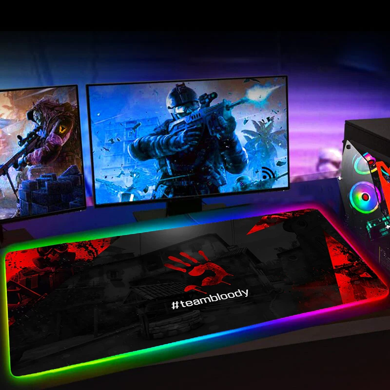 Imagem -03 - Rgb Bloody Mousepad 60x30 Computador Gaming Accessiores Mouse Pad Anime Xxl 40x90 Mause Almofada Led Retroiluminado Tapete Teclado Mausepad