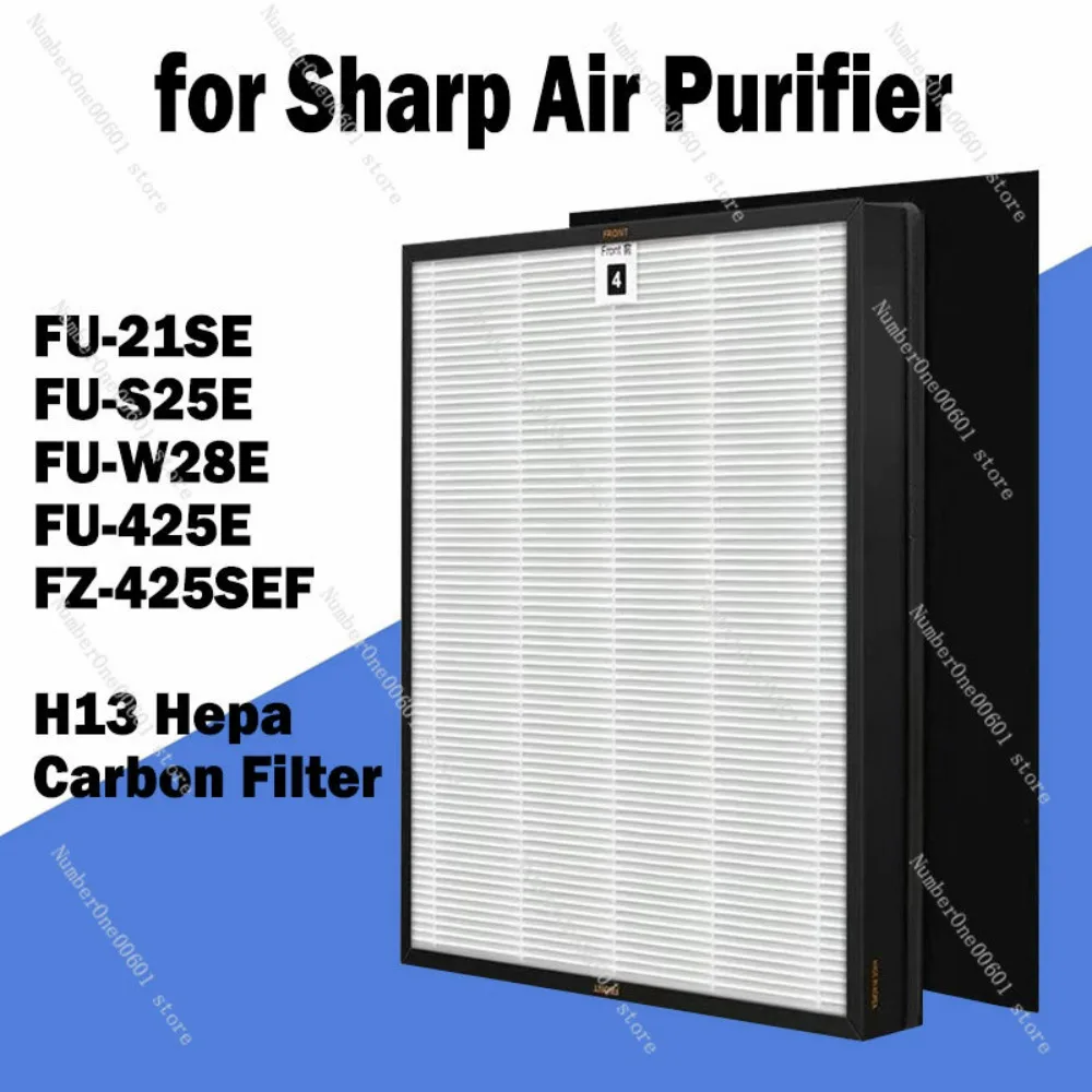 For Sharp Air Purifier FZ 425SEF H13 HEPA Filter and Carbon Sheet Filter For FU-21SE, FU-S25E, FU-W28E, FU-425E, FZ-425SEF