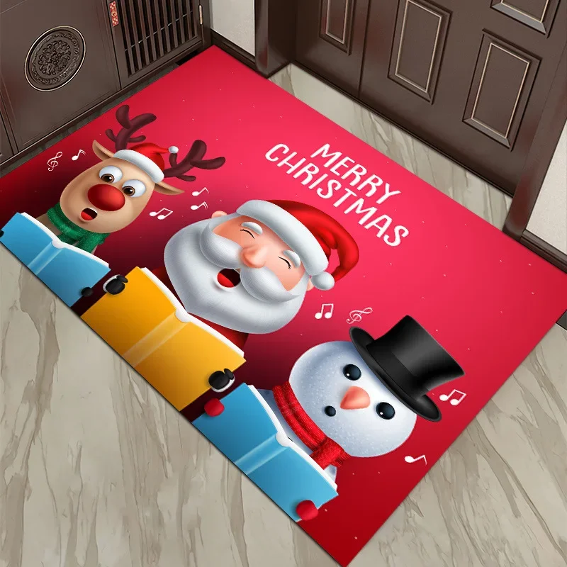 Merry Christmas Carpets New Year Home Decoration Corridor Living Room Bedroom Carpet Soft Floor Mats Kids Play Area Rugs Doormat