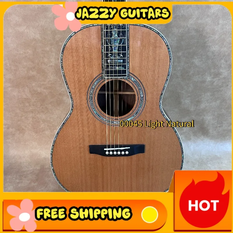 Light Natural Finish 00045 Acoustic Guitar Vine Shell Inlays Fingerboard Rosewood Back Sides Fingerstyle Singing Accompaniment