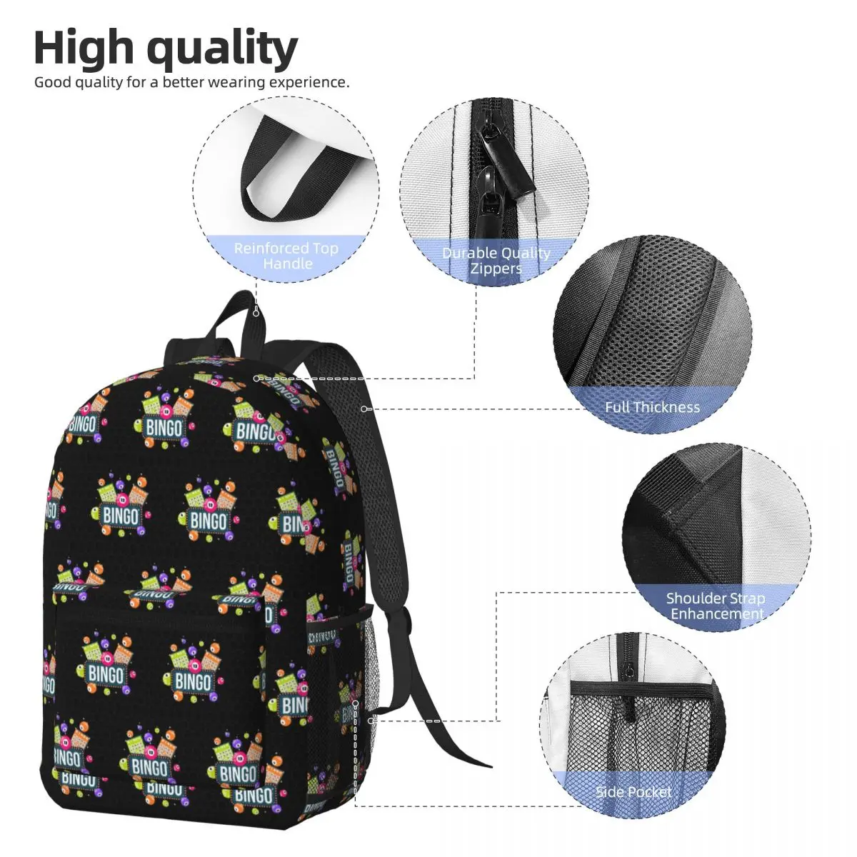 Come For Bingo Game Backpack Boys Girls BookBag Children School Bag Laptop Shoulder Bags for Men Women