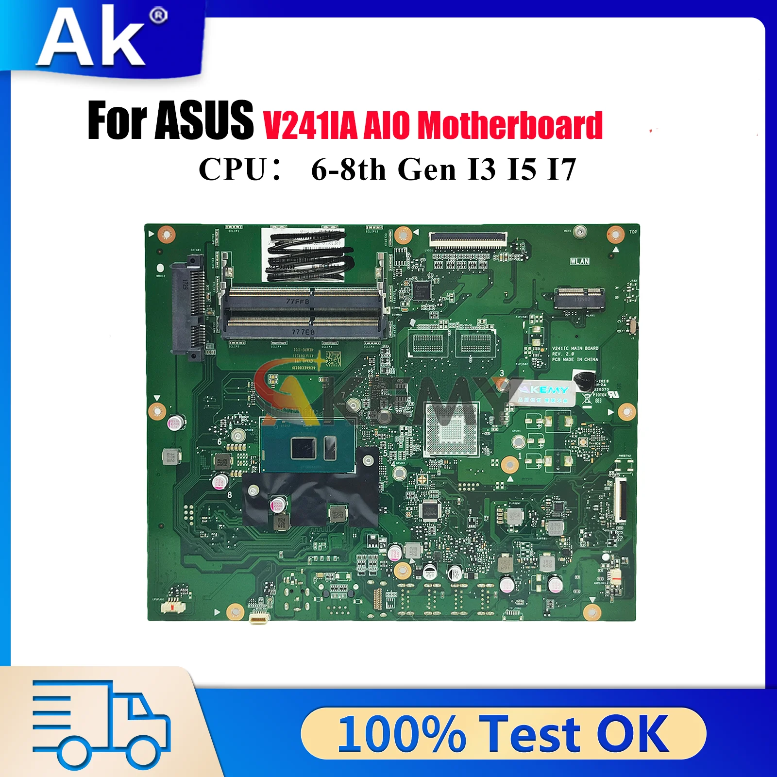 

Материнская плата V241IA для ASUS Vivo AiO V241ICR V241I V241IA V241IC, материнская плата с процессором I3 I5 I7, 100% тест, ОК, быстрая доставка, stk
