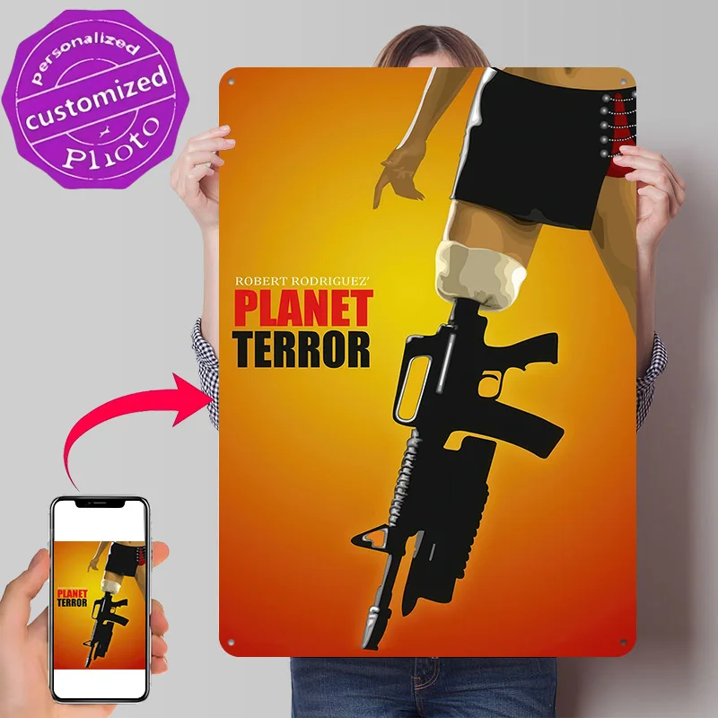 Planet Terror Movie Art Personalized 3D Textured Metal Poster Wall Art Vintage Tin Signs for Decoration Room Decor Luxury Home