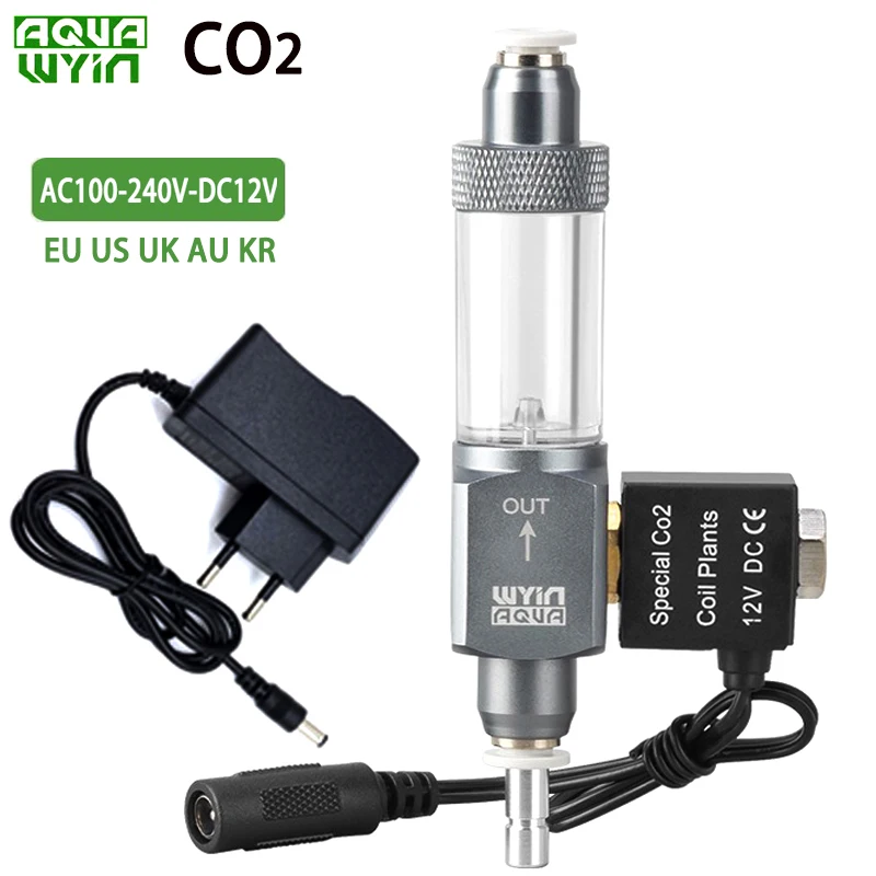 حوض السمك CO2 الملف اللولبي صمام فقاعة متر واجهة التوصيل السريع مولد ثاني أكسيد الكربون صمام تخفيض الضغط ملحق صمام الملف اللولبي CO2 #1