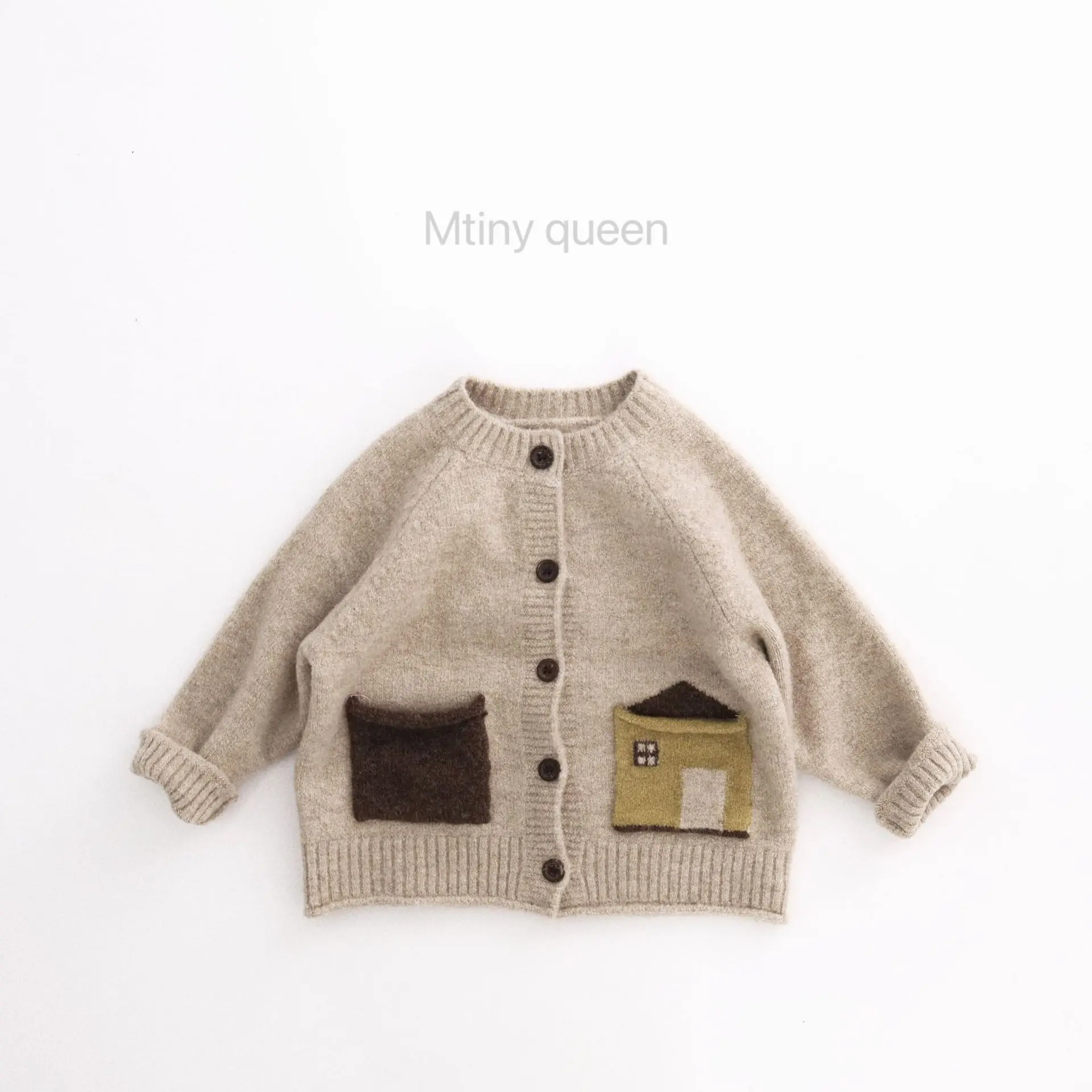 RAISE Autumn Children Boys Sweater 1-6Yrs Kids Boys Cartoon Patched Pocket Knitwear Cardigan 2026 Simple Infant Babys Boys Coats